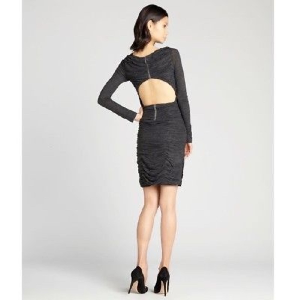 Alice + Olivia Black Fitted Open Back Dress